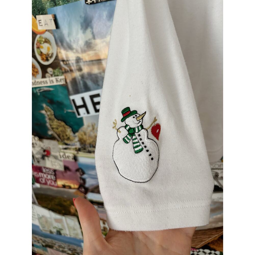 White Vintage Studio Joy Snowman Long Sleeve Tee XL - Picture 3 of 6